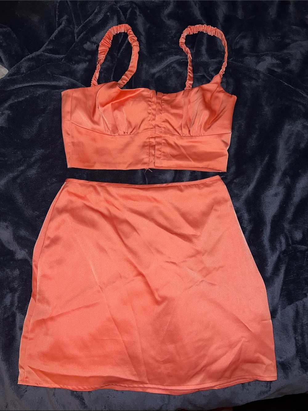 Two-Piece Peach Crop Top & Skirt Set